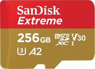 SanDisk Extreme microSDXC card for Mobile Gaming 256GB to 190MB/s & 130MB/s hinta ja tiedot | Sandisk Kamerat ja tarvikkeet | hobbyhall.fi
