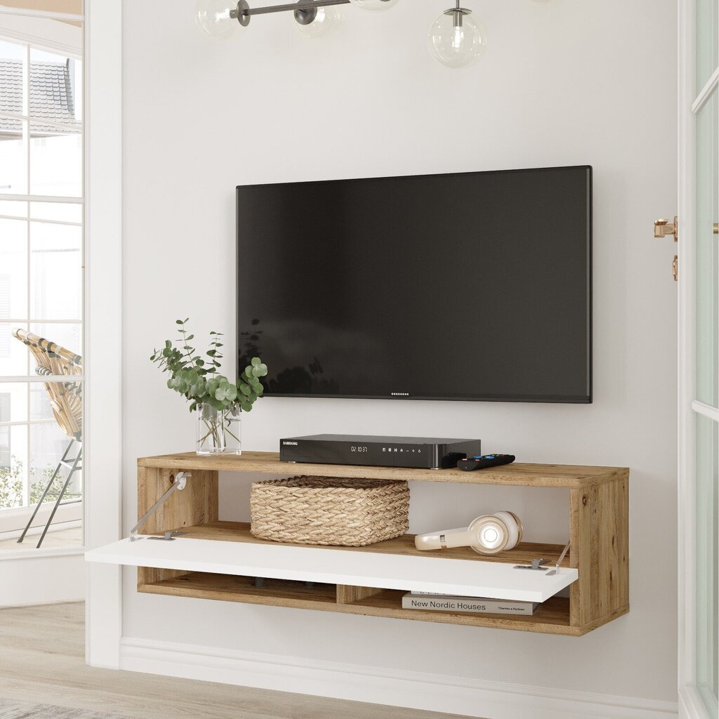 TV-teline Asir, 100x29,1x31,6cm, valkoinen ja beige hinta ja tiedot | TV-tasot | hobbyhall.fi