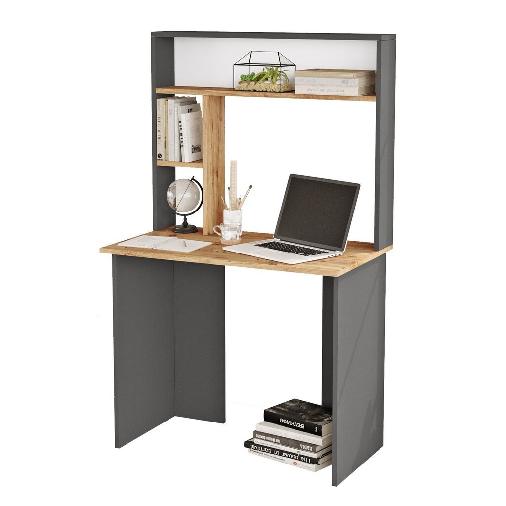 Työpöytä Asir, 90x148,6x51,6cm, harmaa ja beige hinta ja tiedot | Tietokonepöydät ja työpöydät | hobbyhall.fi