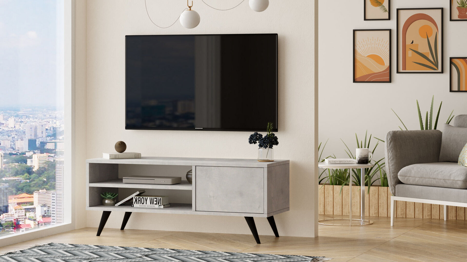 TV-teline Asir, 110x44x40cm, harmaa hinta ja tiedot | TV-tasot | hobbyhall.fi