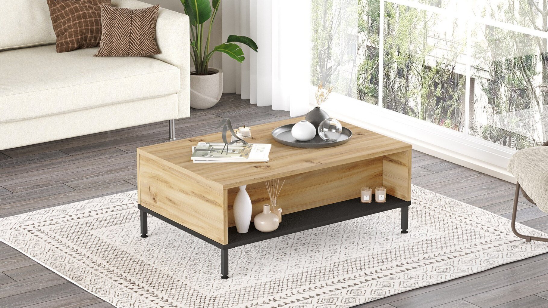 Sohvapöytä Asir, 90x35x60cm, beige hinta ja tiedot | Sohvapöydät | hobbyhall.fi