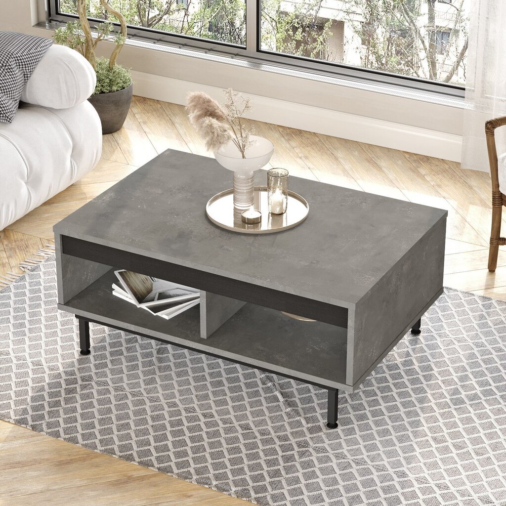 Sohvapöytä Asir, 90x37,6x60cm, harmaa ja musta hinta ja tiedot | Sohvapöydät | hobbyhall.fi