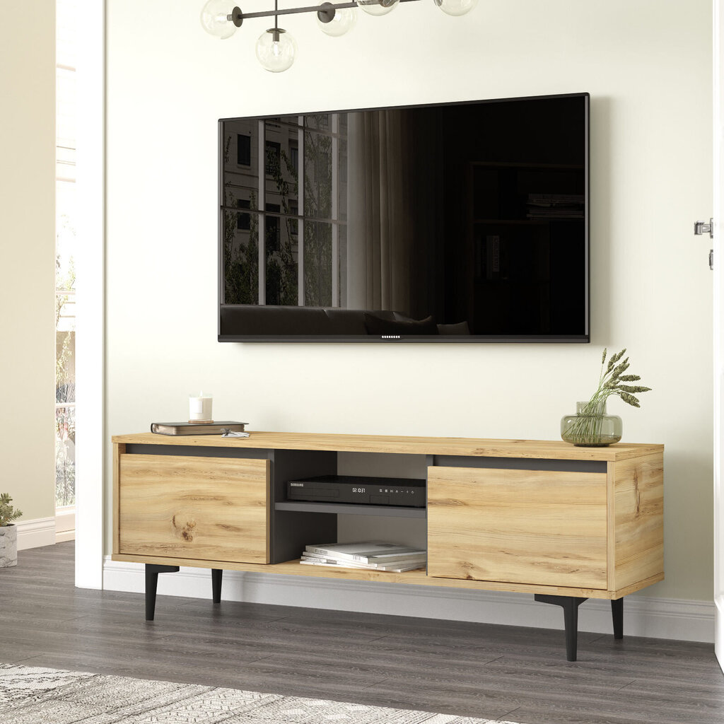 TV-teline Asir, 140x48,1x35,5cm, ruskea/musta hinta ja tiedot | TV-tasot | hobbyhall.fi