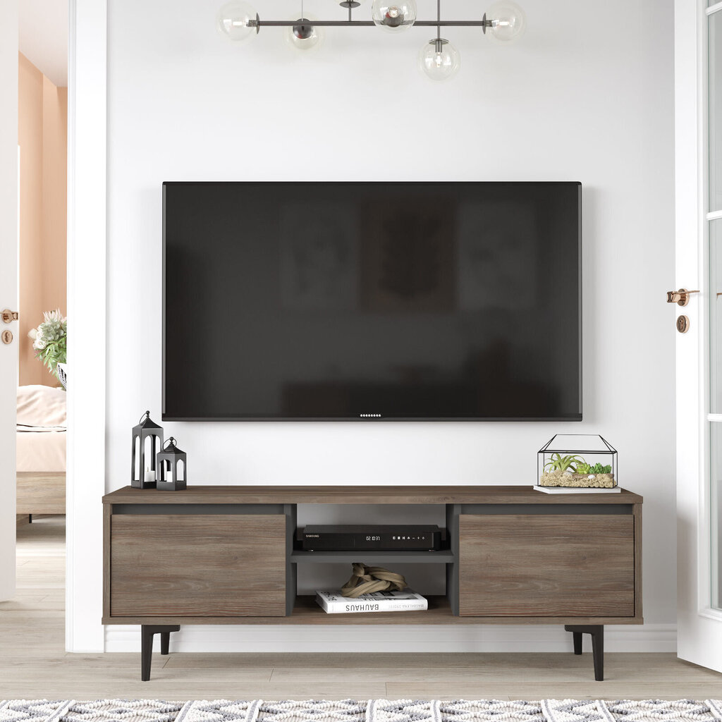TV-teline Asir, 140x48,1x35,5cm, tummanruskea/musta hinta ja tiedot | TV-tasot | hobbyhall.fi