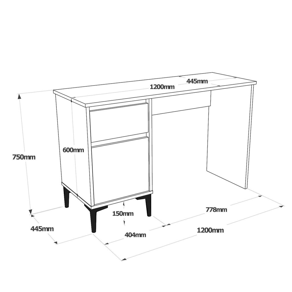 Työpöytä Asir, 120x75x44,5cm, beige/musta hinta ja tiedot | Tietokonepöydät ja työpöydät | hobbyhall.fi