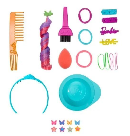 Barbie Styling Head Neon Rainbow kiharat hiukset hinta ja tiedot | Tyttöjen lelut | hobbyhall.fi