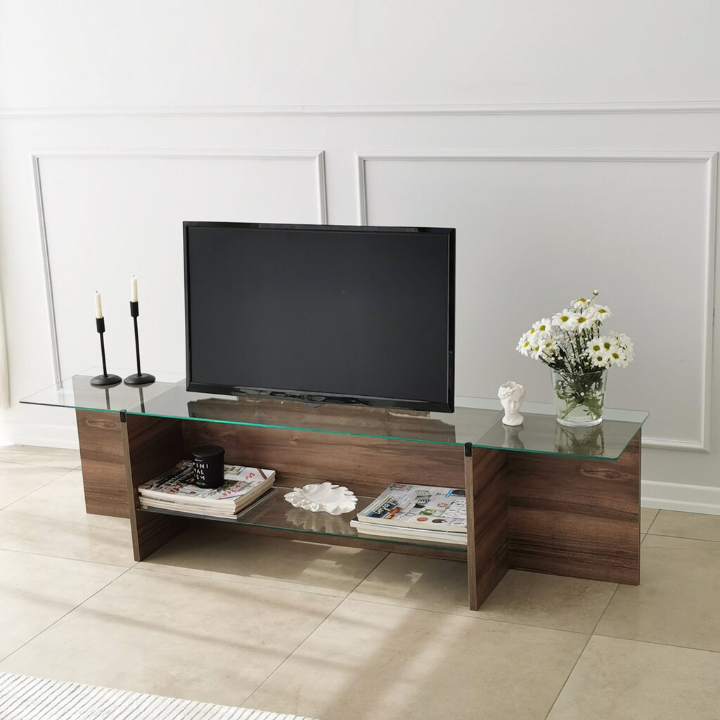 TV-teline Asir, 158x40x35cm, ruskea hinta ja tiedot | TV-tasot | hobbyhall.fi