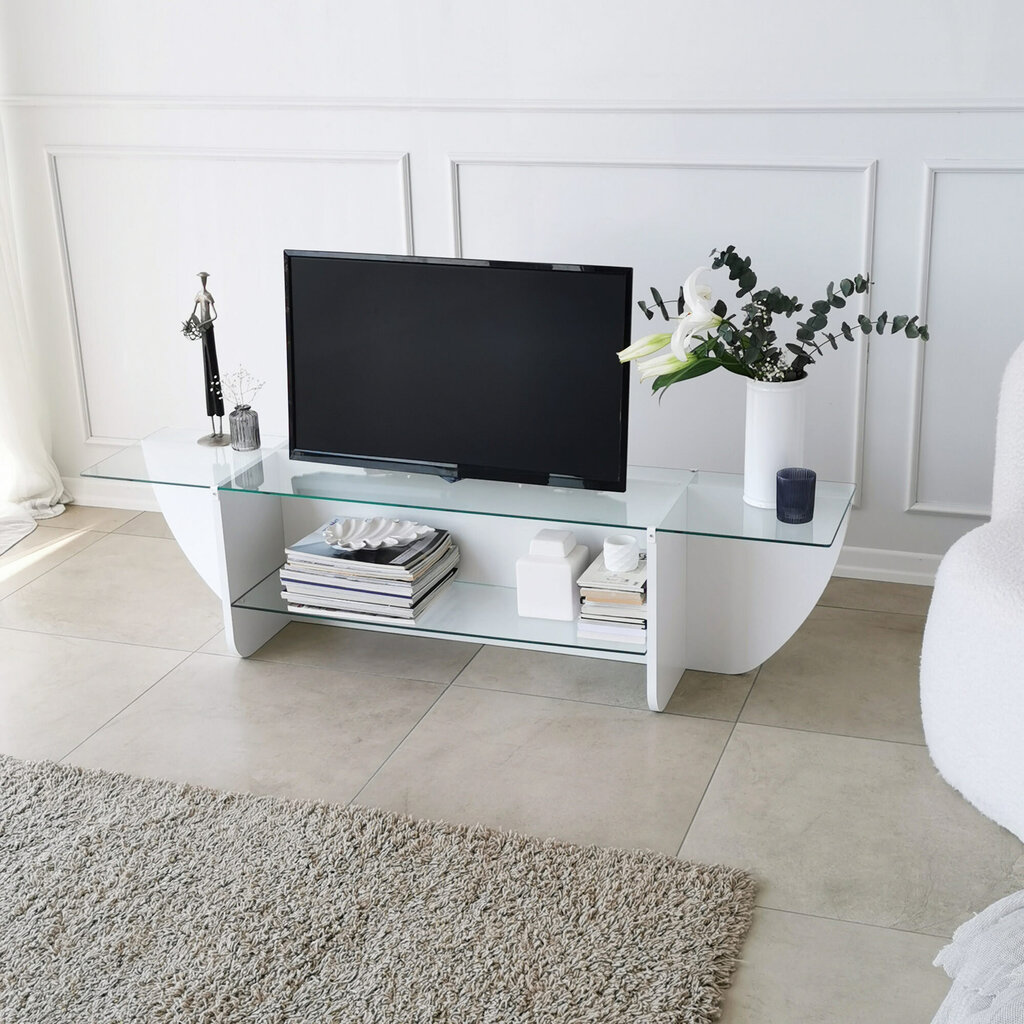 TV-teline Asir, 158x40x35cm, valkoinen hinta ja tiedot | TV-tasot | hobbyhall.fi
