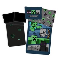 Minecraft Glowing -lasten pussilakanasetti, 140 x 200 + tyynyliina 70 x 90 cm hinta ja tiedot | Vuodevaatteet lapsille | hobbyhall.fi