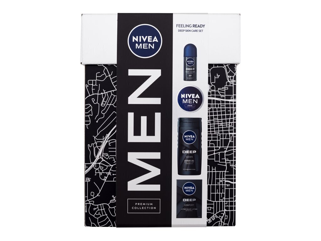 Hoitosetti miehille Nivea: partavesihoitotuote, 100 ml + suihkugeeli, 250 ml + voide, 75 ml + antiperspirantti, 50 ml hinta ja tiedot | Parranajo ja karvanpoisto | hobbyhall.fi