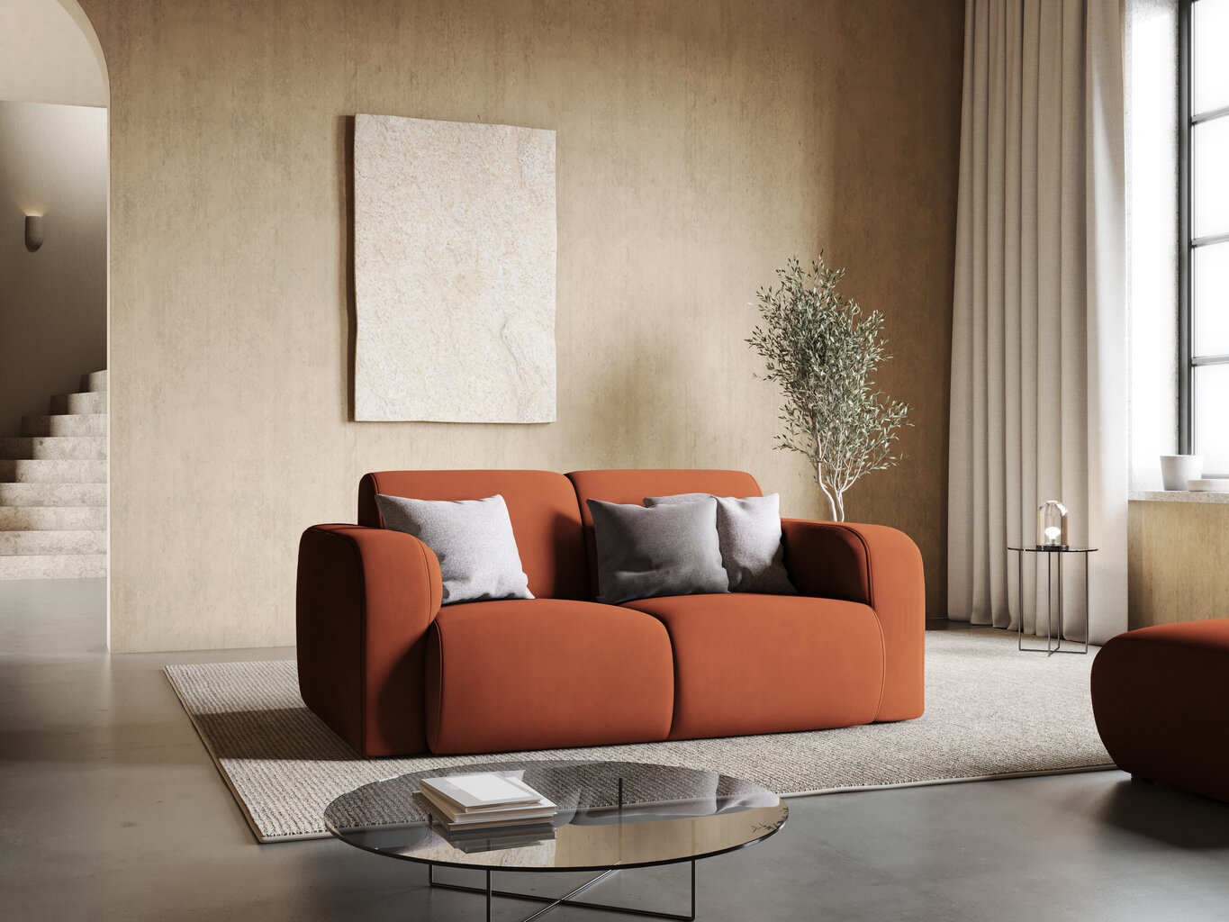 Kahden hengen sohva Windsor & Co. Lola, 170x95x72 cm, oranssi hinta ja tiedot | Sohvat ja vuodesohvat | hobbyhall.fi