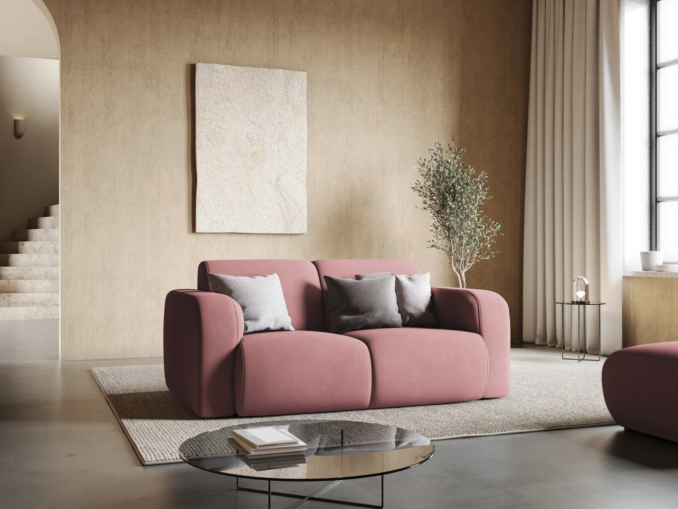 Kahden hengen sohva Windsor & Co Lola, 170x95x72 cm, roosa hinta ja tiedot | Sohvat ja vuodesohvat | hobbyhall.fi