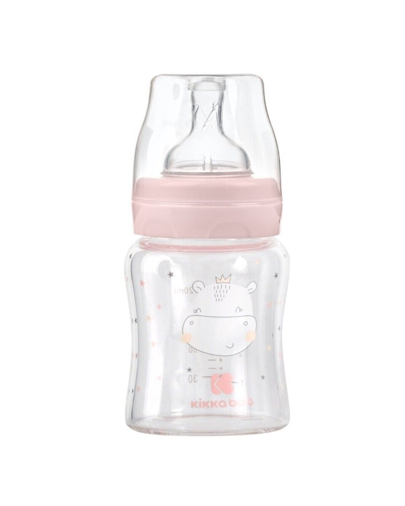 Lasinen tuttipullo KikkaBoo Hippo, Dreams Pink, 0+ kk, 120ml hinta ja tiedot | Tuttipullot ja tarvikkeet | hobbyhall.fi