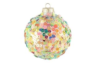 Joulukoriste Winteria Glass Bauble Sequins, 8 cm, 3 kpl hinta ja tiedot | Winteria Lahjat ja juhlatarvikkeet | hobbyhall.fi