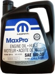 Mopar MaxPro 5W30 moottoriöljy, 5L hinta ja tiedot | Moottoriöljyt | hobbyhall.fi
