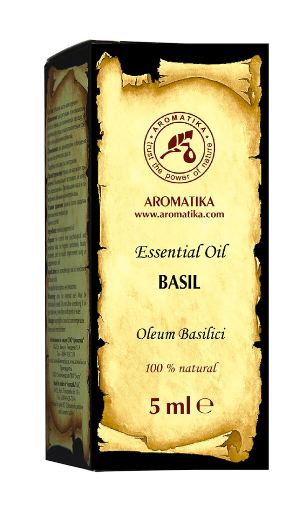 Luonnollinen eteerinen basilikaöljy Aromatics, 5 ml hinta ja tiedot | Eteeriset ja kosmeettiset öljyt | hobbyhall.fi