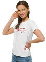 Naisten valkoinen Heartbeat T-paita hinta ja tiedot | Naisten T-paidat | hobbyhall.fi