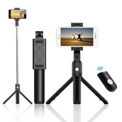 Selfie Stick - irrotettavalla bluetooth-kaukosäätimellä ja jalustalla - K07, melna hinta ja tiedot | OEM Puhelimet, älylaitteet ja kamerat | hobbyhall.fi