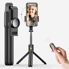 Selfie Stick - irrotettavalla bluetooth-kaukosäätimellä ja jalustalla - K10, musta hinta ja tiedot | Selfie-tikut ja -telineet | hobbyhall.fi