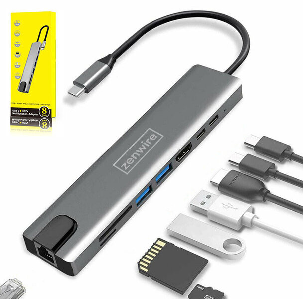 USB-C HDMI RJ45 Ethernet SD Hub 9in1 Macbook Air Pro M1 Zenwire