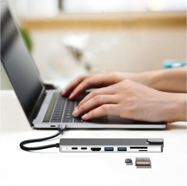 USB-C HDMI RJ45 Ethernet SD Hub 9in1 Macbook Air Pro M1 Zenwire hinta ja tiedot | Adapterit | hobbyhall.fi