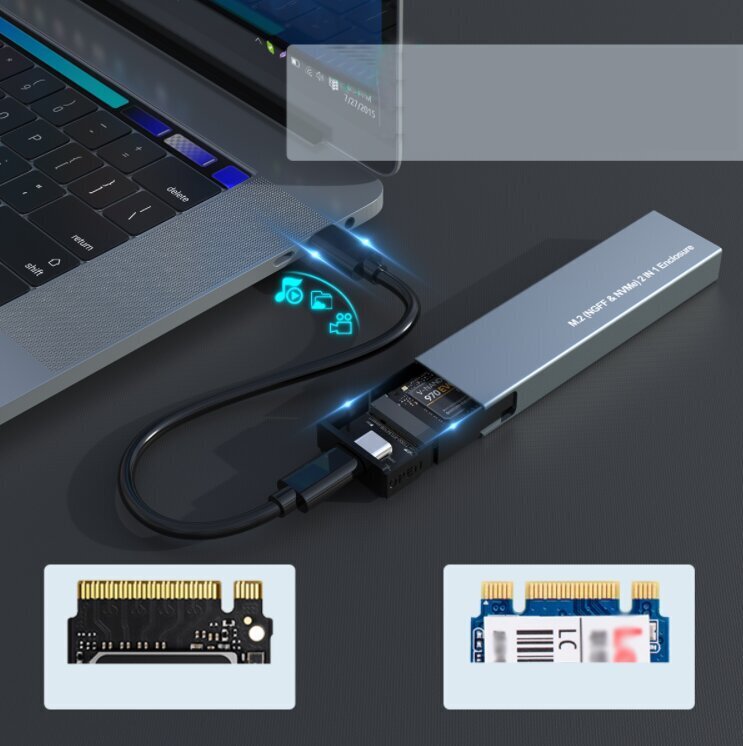 Kotelo SSD NVME / SATA PCIe M.2 USB-C M2 Gen2 hinta ja tiedot | Adapterit | hobbyhall.fi