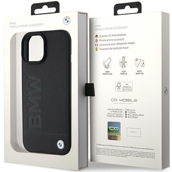 BMW Magsafe Leather Hot Stamp Case for Apple iPhone 15 Plus hinta ja tiedot | Puhelimen kuoret ja kotelot | hobbyhall.fi