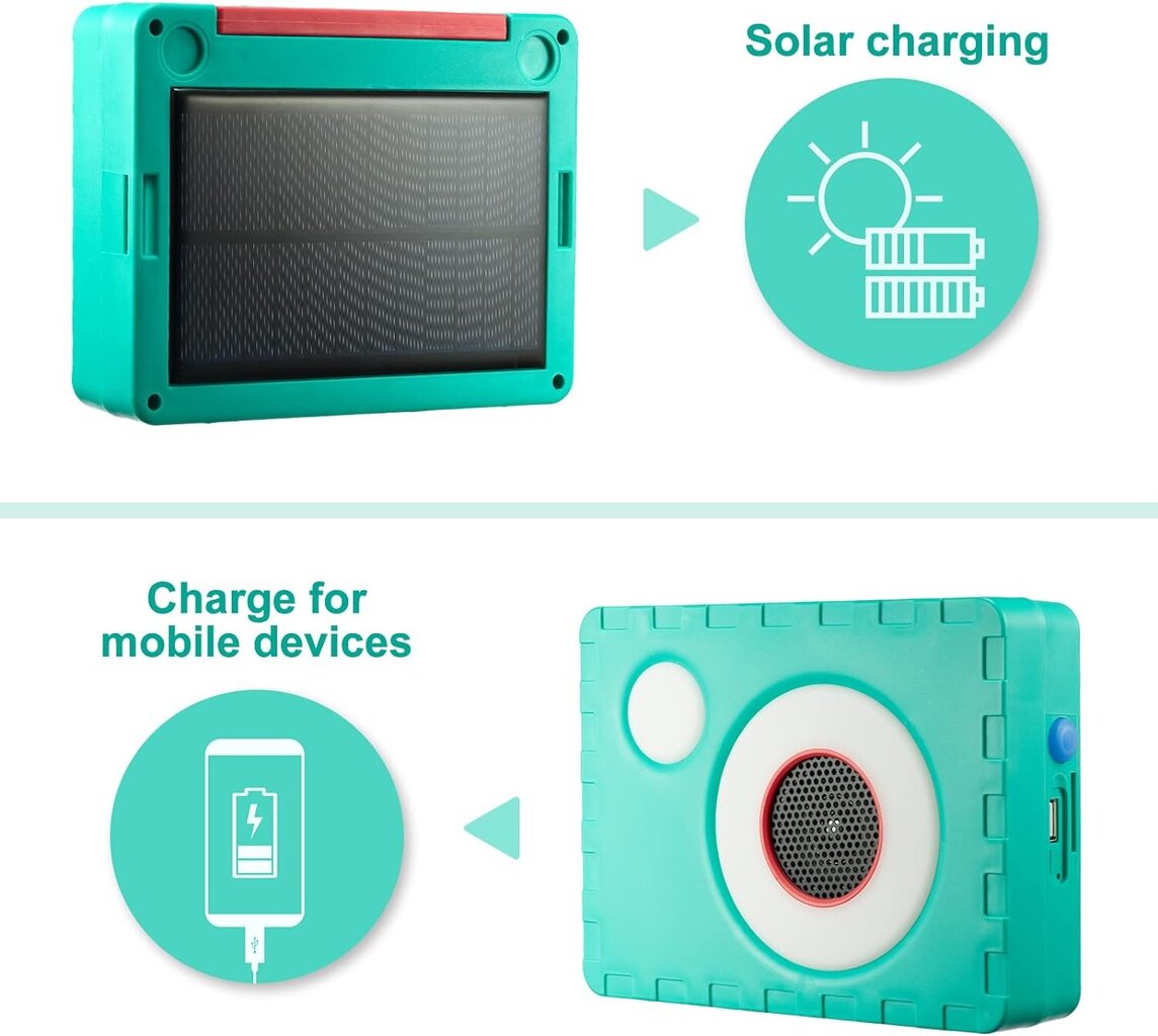 EOCOYAR Solar LED-vaelluslyhty, Bluetooth-musiikkiyhteys, turkoosi hinta ja tiedot | Retkilamput | hobbyhall.fi