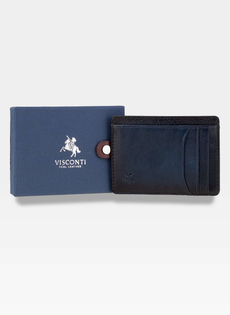 Visconti AT67 nahkainen korttikotelo, sininen hinta ja tiedot | Miesten lompakot | hobbyhall.fi
