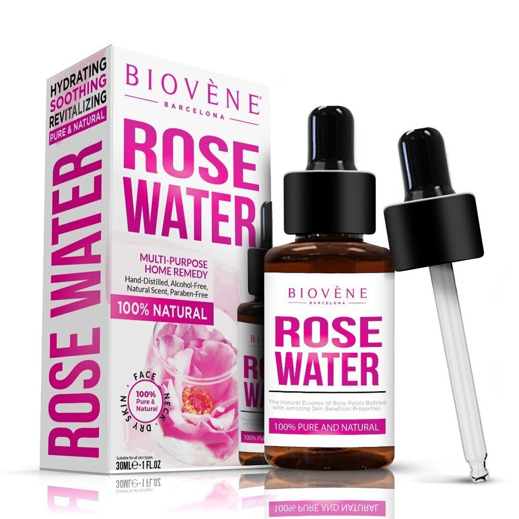 Biovène Rose Water -ruusuvesi, 30 ml hinta ja tiedot | Eteeriset ja kosmeettiset öljyt | hobbyhall.fi