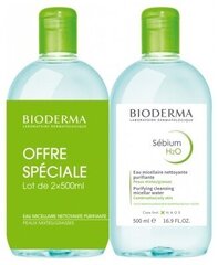 Misellivesi Bioderma Sebium H2O, 2 x 500 ml hinta ja tiedot | Kasvojen puhdistusaineet | hobbyhall.fi
