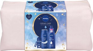Setti Nivea Creme Care: ravitseva vartalomaito, 400 ml + suihkugeeli, 250 ml + deodorantti, 50 ml + huulivoide, 4,8 g + kosmetiikkalaukku hinta ja tiedot | Suihkusaippuat ja suihkugeelit | hobbyhall.fi