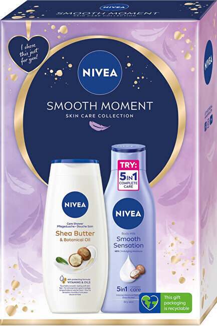 Setti Nivea Smooth Moment: vartalovoide Smooth Sensation, 250 ml + suihkugeeli Shea Butter, 250 ml. hinta ja tiedot | Vartalovoiteet ja -emulsiot | hobbyhall.fi