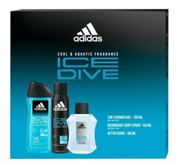 Setti miehille Adidas Ice Dive: parranajovaahto, 100 ml + suihkugeeli, 250 ml + deodorantti, 150 ml hinta ja tiedot | Parranajo ja karvanpoisto | hobbyhall.fi