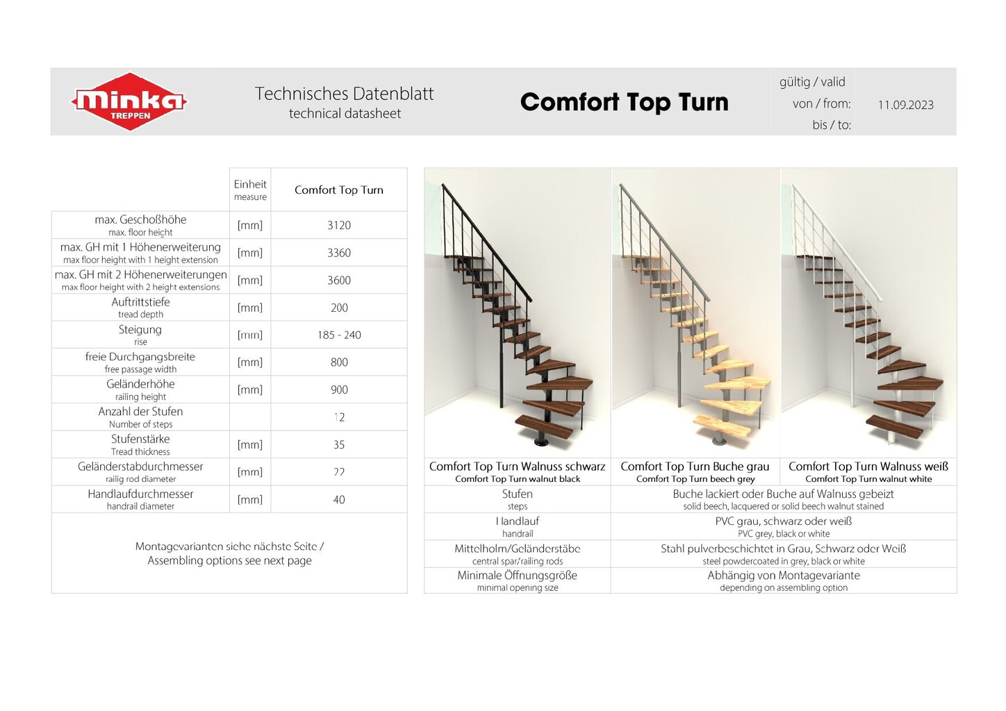 Modulaarinen portaikko Comfort Top Turn Minka Valkoinen / Pyökki 1/4 kierrosta. Korkeus 312 cm. hinta ja tiedot | Portaat | hobbyhall.fi