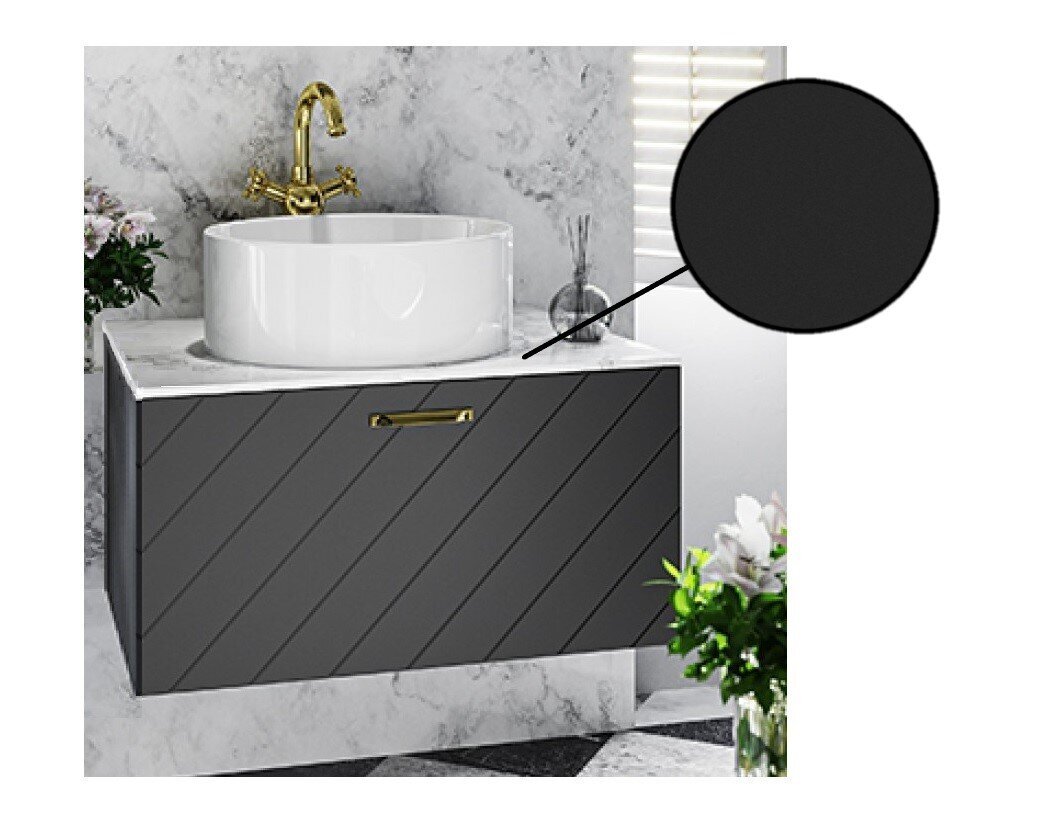 Besco Floo 60 kylpyhuonekaappi ohuella mustan värisellä työtasolla, musta/kulta hinta ja tiedot | Kylpyhuonekaapit | hobbyhall.fi