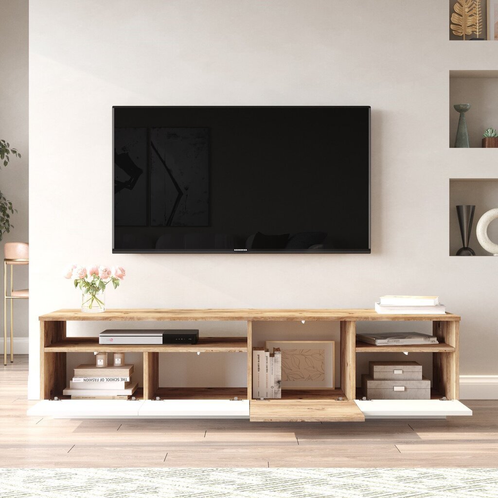 TV-teline Asir, 180x44,6x44,5cm, valkoinen/beige hinta ja tiedot | TV-tasot | hobbyhall.fi