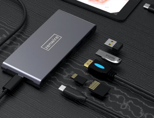 Sovitin HUB USB-C SSD-kotelo M2 8in1 HDMI 4K SD USB 3.0 PD M.2 Zenwire hinta ja tiedot | Adapterit | hobbyhall.fi