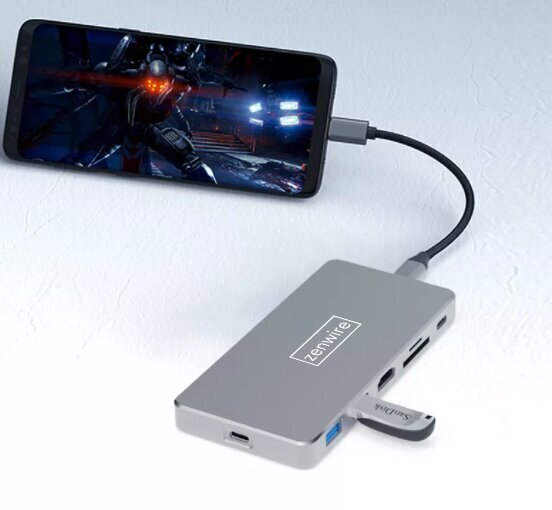 Sovitin HUB USB-C SSD-kotelo M2 8in1 HDMI 4K SD USB 3.0 PD M.2 Zenwire hinta ja tiedot | Adapterit | hobbyhall.fi