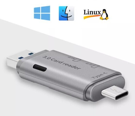 Kortinlukija SD MicroSD TF USB 3.0 USB-C OTG 5Gb/s hinta ja tiedot | Puhelimen muistikortit | hobbyhall.fi