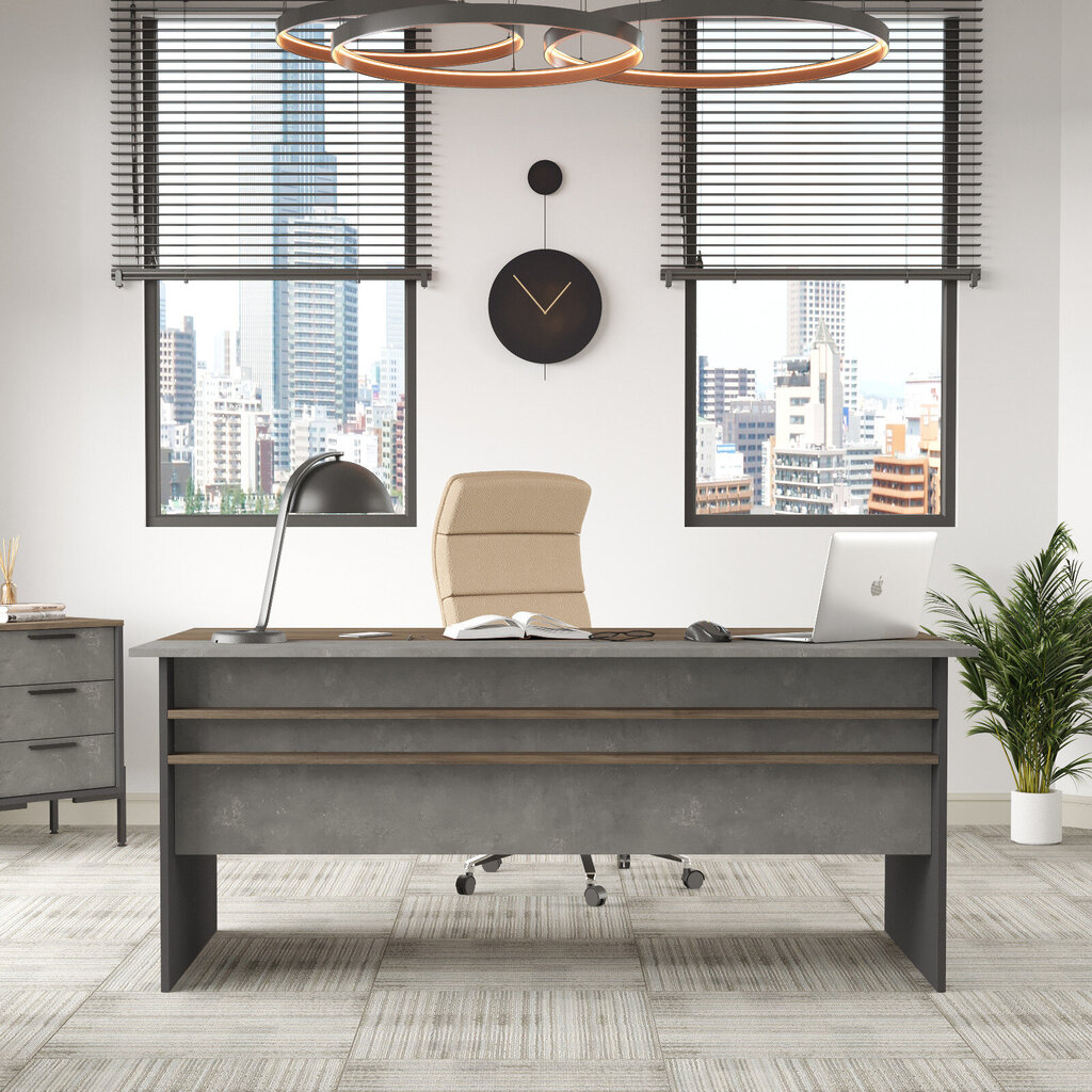 Työpöytä Asir, 180x75x89,5cm, ruskea/harmaa hinta ja tiedot | Tietokonepöydät ja työpöydät | hobbyhall.fi