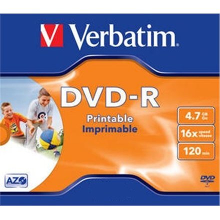 Verbatim DVD-R 4,7GB/16X, jewel Wide Print hinta ja tiedot | Vinyylilevyt, CD-levyt, DVD-levyt | hobbyhall.fi