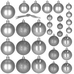 Kuusenkoristeet, joulupallot harmaa, 30 kpl hinta ja tiedot | Joulukuusen koristeet | hobbyhall.fi