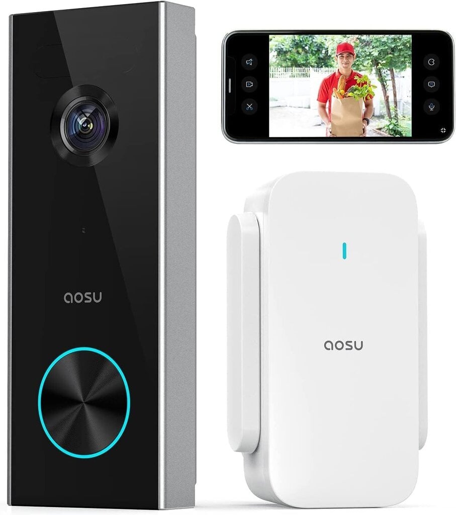 Aosu Camera Doorbell V8P PRO 2K AI Personal Detection toimii Alexan kanssa hinta ja tiedot | Ovikellot | hobbyhall.fi