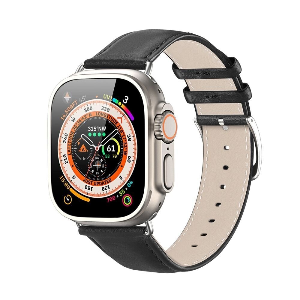 DUX DUCIS YS - nahkaranneke Apple Watch 42 / 44 / 45 / 49 mm mustalle hinta ja tiedot | Älykellojen ja aktiivisuusrannekkeiden lisätarvikkeet | hobbyhall.fi