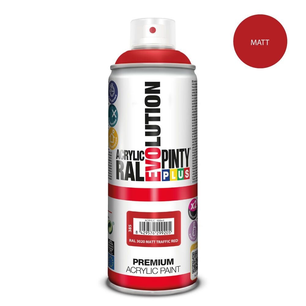 Akryyli aerosolimaali RAL 3020 punainen matta PintyPlus Evolution 400ml hinta ja tiedot | Maalit | hobbyhall.fi