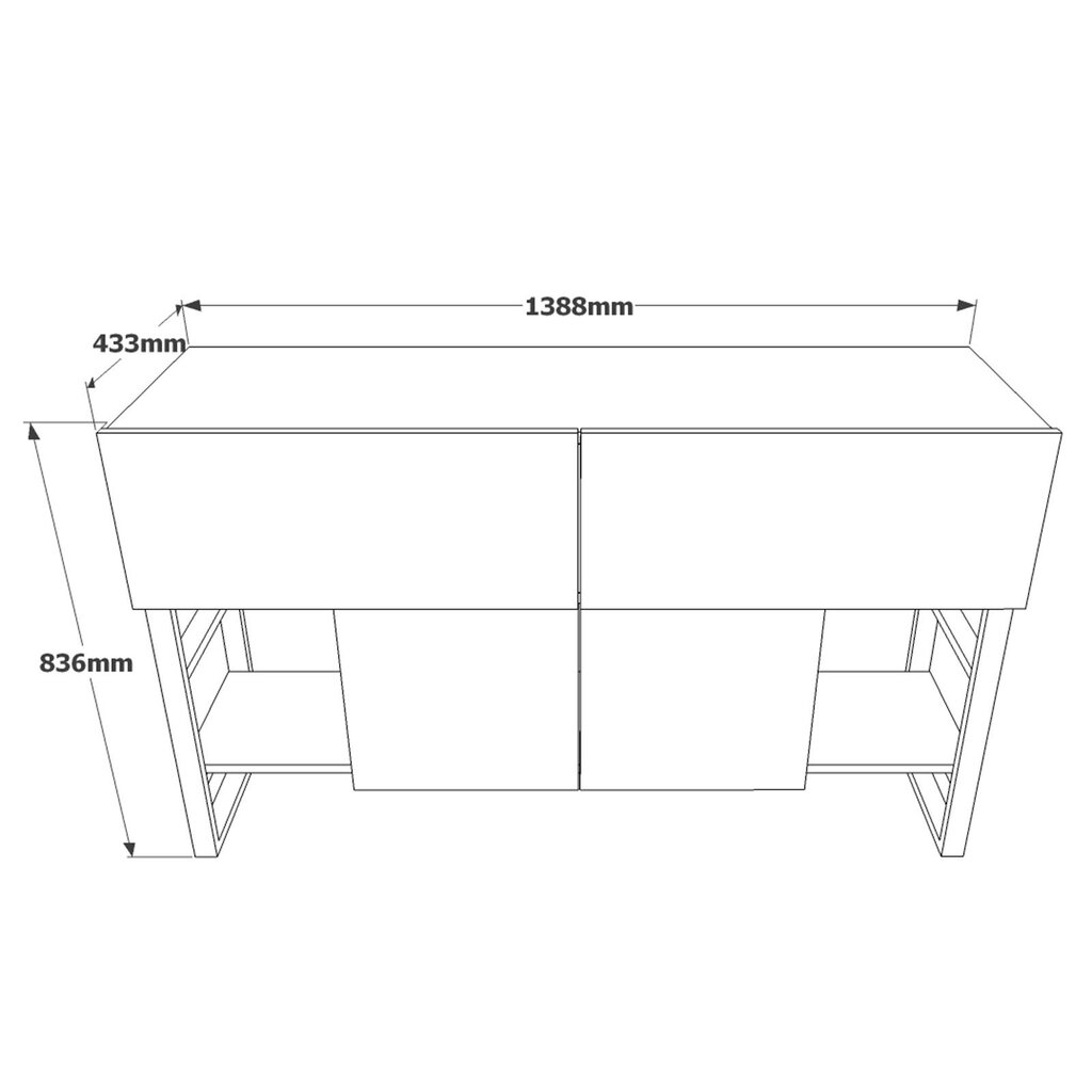 Sivupöytä Asir, 138,8x83,6x43,3cm, ruskea/musta hinta ja tiedot | Sivupöydät | hobbyhall.fi