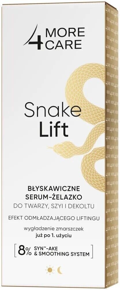 Pikaseerumi More 4 Care Snake Lift, tasoittaa kasvojen ja kaulan ihoa ryppyistä synteettisten käärmemyrkkyjen avulla hinta ja tiedot | Kasvoöljyt ja seerumit | hobbyhall.fi
