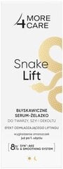 Pikaseerumi More 4 Care Snake Lift, tasoittaa kasvojen ja kaulan ihoa ryppyistä synteettisten käärmemyrkkyjen avulla hinta ja tiedot | More4care Kasvojenhoitotuotteet | hobbyhall.fi