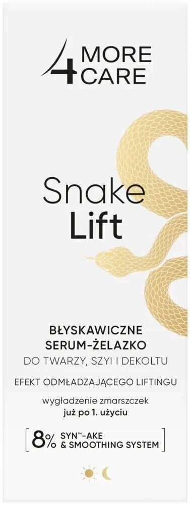 Pikaseerumi More 4 Care Snake Lift, tasoittaa kasvojen ja kaulan ihoa ryppyistä synteettisten käärmemyrkkyjen avulla hinta ja tiedot | Kasvoöljyt ja seerumit | hobbyhall.fi